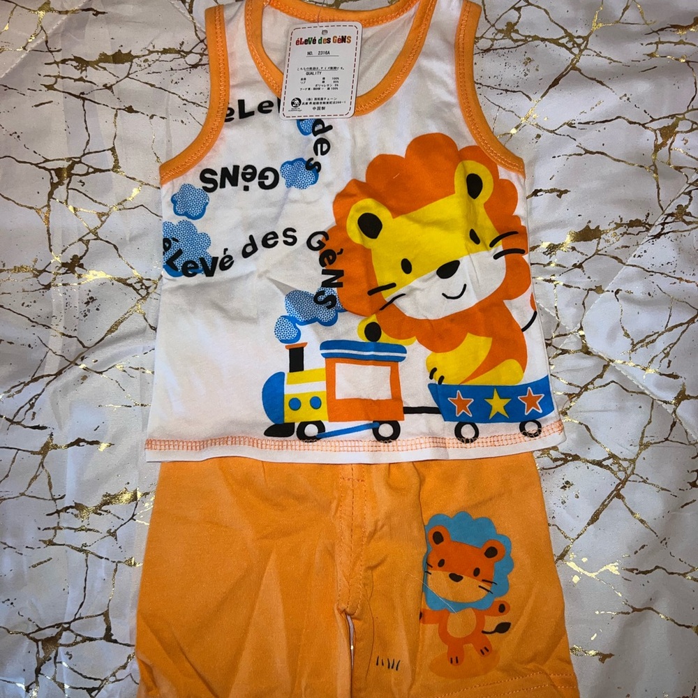 Cute Lion Print Toddler Outfit
